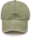 Baseball Caps Vintage Washed Distressed Men Baseball Cap Dad Hat Cotton Pigment Dyed Low Profile Denim Hat - B-green - CF18G6...