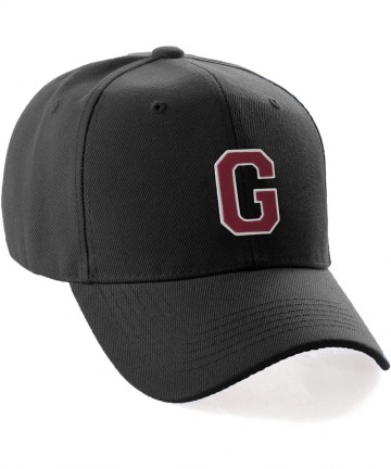 Baseball Caps Classic Baseball Hat Custom A to Z Initial Team Letter- Black Cap White Red - Letter G - CI18IDY9G6U $20.81