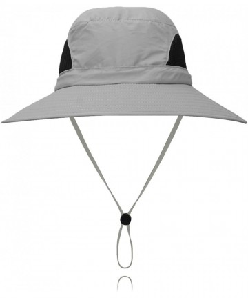 Sun Hats Outdoor Sun Hat Quick-Dry Breathable Mesh Hat Camping Cap - Hiking Light Gray - CL18G7DS8OH $15.87
