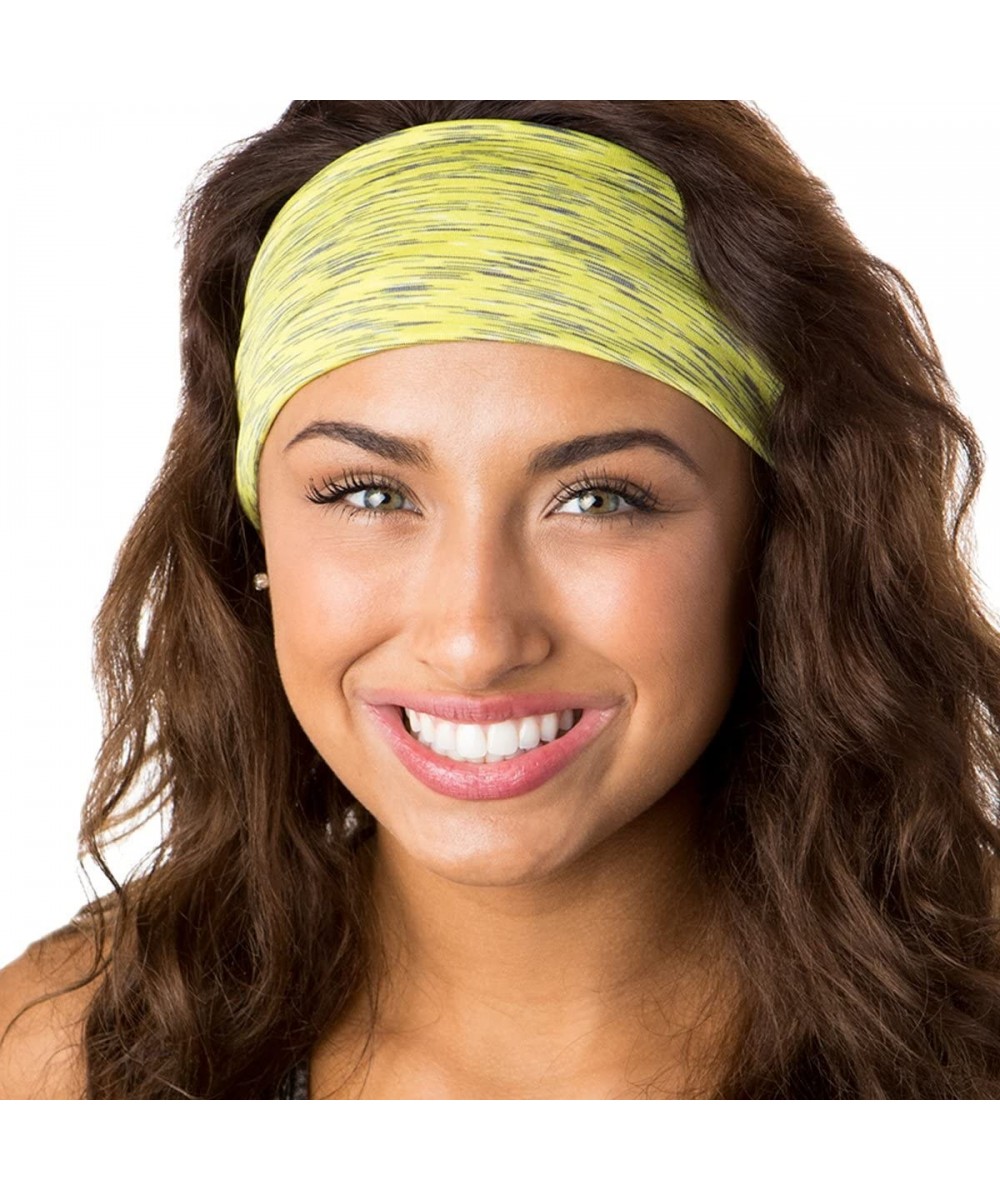 Headbands Xflex Space Dye Adjustable & Stretchy Wide Headbands for Women - Heavyweight Space Dye Yellow - CN17X6RWQO2 $17.19