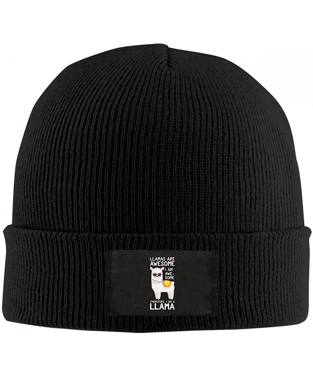 Skullies & Beanies Mens Womens Llamas are Awesome Knit Beanie Hats 100% Acrylic Daily Headwear - Black - CF18AXH9C5N $28.63