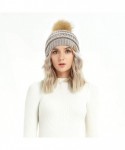 Skullies & Beanies Cable Knit Pom Pom Beanie Womens Winter Warm Faux Fur Pompoms Bobble Ski Hat Cap - Light Gray - C318K52DM4...