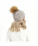 Skullies & Beanies Cable Knit Pom Pom Beanie Womens Winter Warm Faux Fur Pompoms Bobble Ski Hat Cap - Light Gray - C318K52DM4...