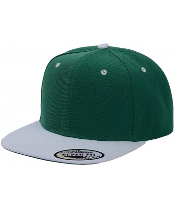 Baseball Caps Blank Adjustable Flat Bill Plain Snapback Hats Caps - Kelly Green/White - C312651R5UR $13.92