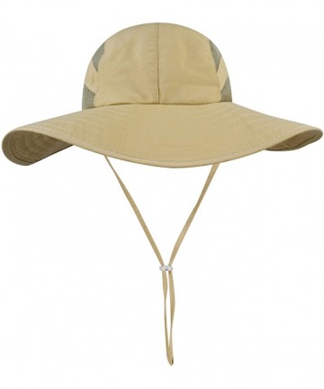 Sun Hats Sun Hats for Women Wide Brim Sun Protection Boonie Hat Cap with Ponytail Hole - Khaki - CV18TD0HMCT $23.90