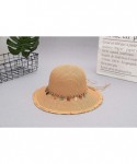 Sun Hats Women Straw Sun Protection Hat Travel Summer Beach Cap Gardening Foldable UPF Seashell/Bow Decoration - Khaki - C818...