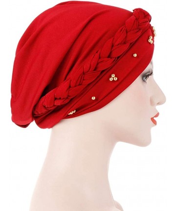Skullies & Beanies Womens Braided Head Wraps Muslim Hair Scarves Turban Headwear Chemo Hats - Gray - CT18WC7ALEZ $17.73