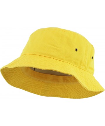 Bucket Hats Unisex Washed Cotton Bucket Hat Summer Outdoor Cap - (1. Bucket Classic) Yellow - C618HA45IRQ $12.04