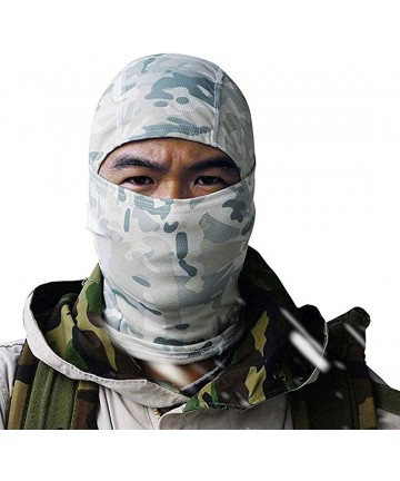 Balaclavas Tactical Full Face Mask Hood Balaclava Headgear Caps Camouflage Hunting Hat - Camouflage White - CP194ONXHTK $12.88