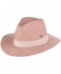 Sun Hats Women's Raffia Straw Weaved Panama Sun Hat with Ribbon Trim - Rose - CD11N4DROAP $20.53