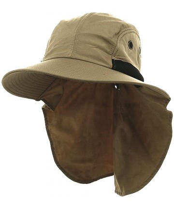 Sun Hats 4 Panel Large Bill Soft Bucket w/ Neck Flap Hat Sun Cap - Tan - CV11LL5VXVF $21.29