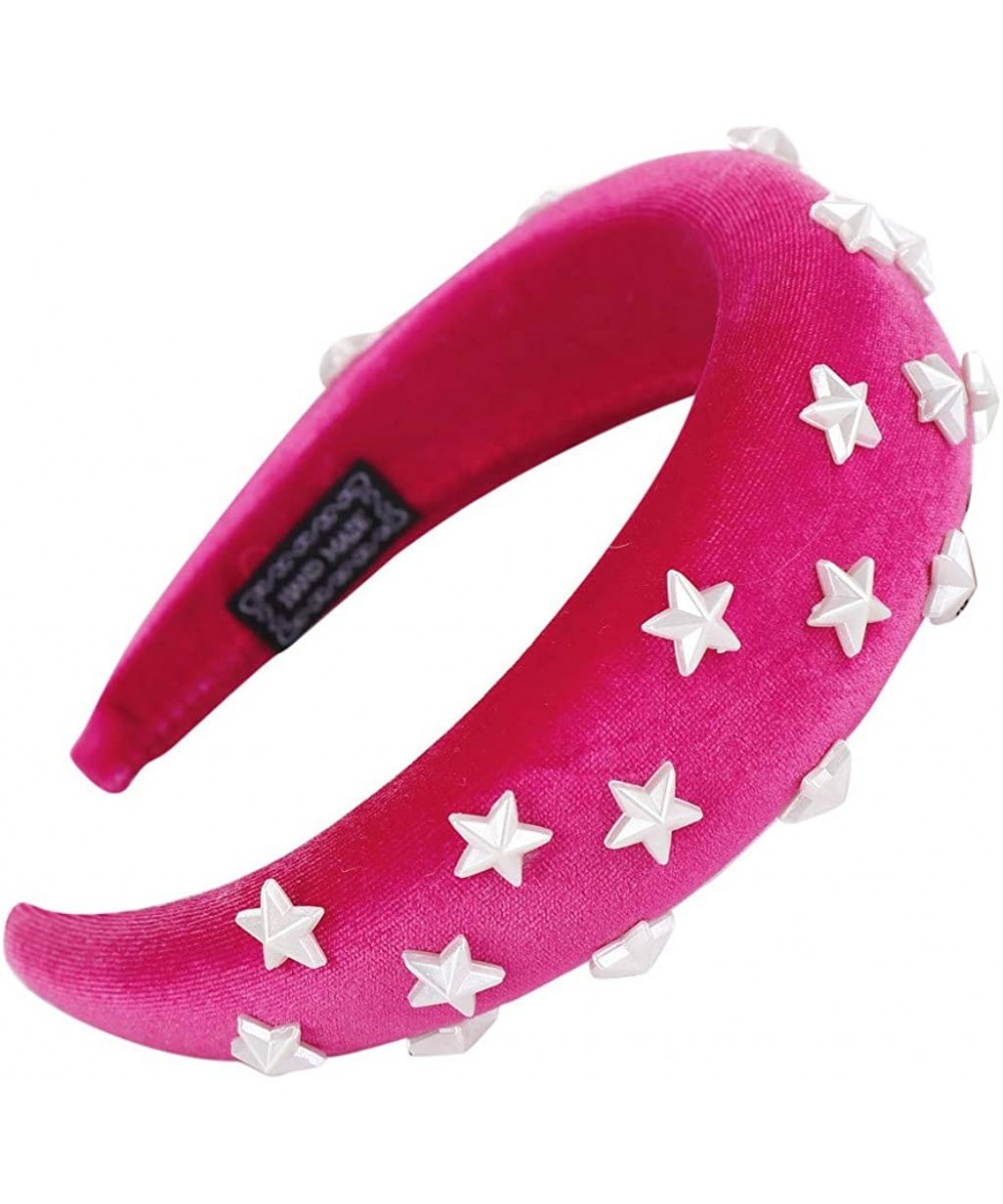 Headbands Women Hairband Cute Sponge Velvet Star Headband Hair Accessories Hair Head Hoop - Hot Pink - CF18U2YRESC $14.10