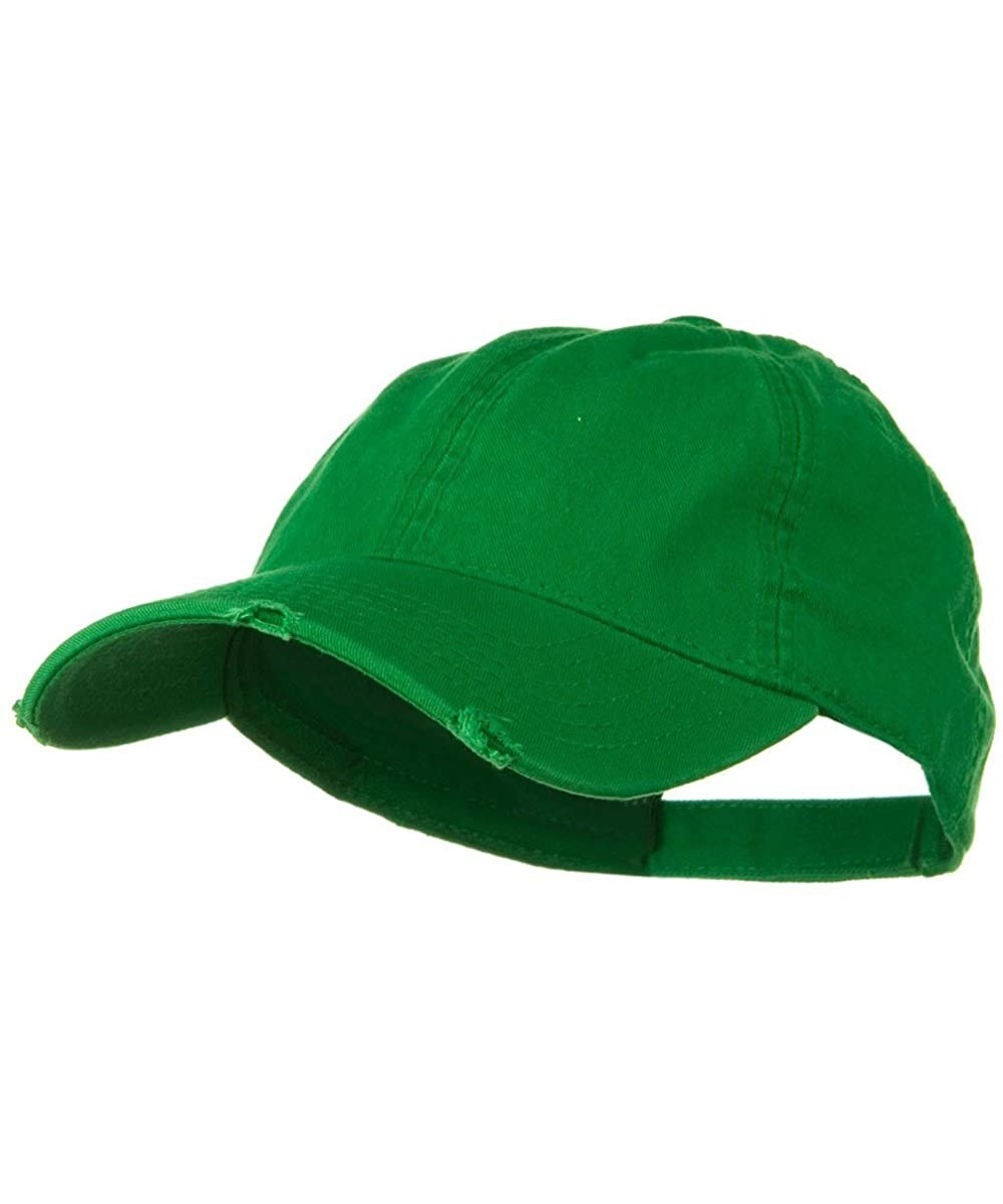 Baseball Caps Superior Garment Washed Cotton Twill Frayed Visor Cap - Kelly - CU11918D09R $13.66