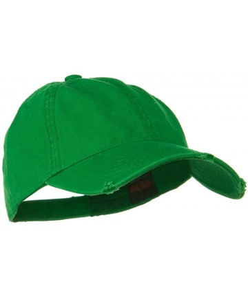 Baseball Caps Superior Garment Washed Cotton Twill Frayed Visor Cap - Kelly - CU11918D09R $13.66