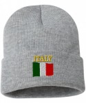 Skullies & Beanies ITALY COUNTRY FLAG Custom Personalized Embroidery Embroidered Beanie - Silver - C9186TEUE90 $19.75