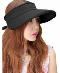 Sun Hats Sun Hats for Women with UV Protection Wide Brim Sun Hat Visor Summer Beach Outdoor Foldable Womens Cap - Black - CO1...