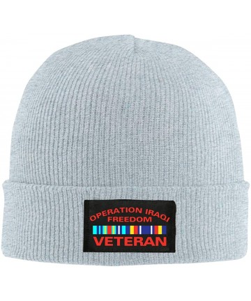 Skullies & Beanies Operation Iraqi Freedom (OIF) Veteran Unisex Warm Winter Hat Knit Beanie Skull Cap - Gray - CL18ZGKYKER $3...