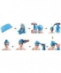Skullies & Beanies Womens Big Flower Turban Beanie Elegant Cap Head Wrap Stretch Long Hair Scarf Headscarf - Blue - C518UWZQ0...