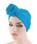 Skullies & Beanies Womens Big Flower Turban Beanie Elegant Cap Head Wrap Stretch Long Hair Scarf Headscarf - Blue - C518UWZQ0...