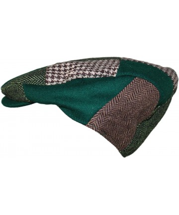 Newsboy Caps Tweed Patchwork Newsboy Driving Cap with Quilted Lining - St. Patrick Green - C4195XML524 $20.49
