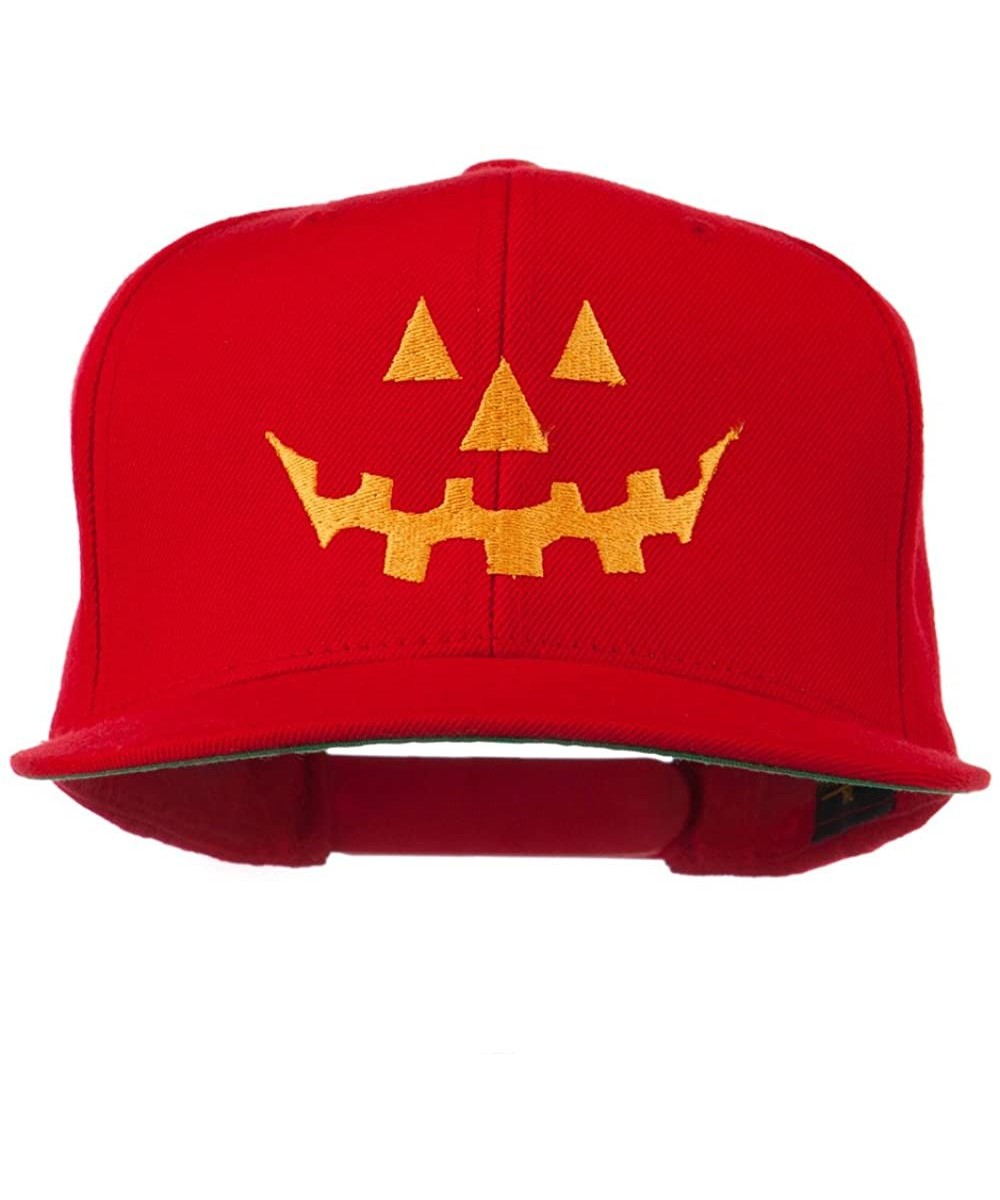 Baseball Caps Halloween Pumpkin Face Embroidered Snapback Cap - Red - CD11ONYYL65 $26.10