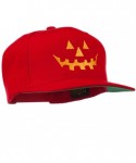 Baseball Caps Halloween Pumpkin Face Embroidered Snapback Cap - Red - CD11ONYYL65 $26.10