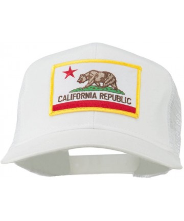Baseball Caps California State Flag Patched Twill Mesh Cap - White - CX11QLM90GD $31.01