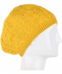 Skullies & Beanies Soft Lightweight Crochet Beret for Women Solid Color Beret Hat - One Size Slouchy Beanie - Yellow - C518KC...