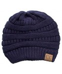 Skullies & Beanies Trendy Warm Chunky Soft Stretch Cable Knit Beanie Skull Cap - Navy - CV126QDGDB1 $13.48
