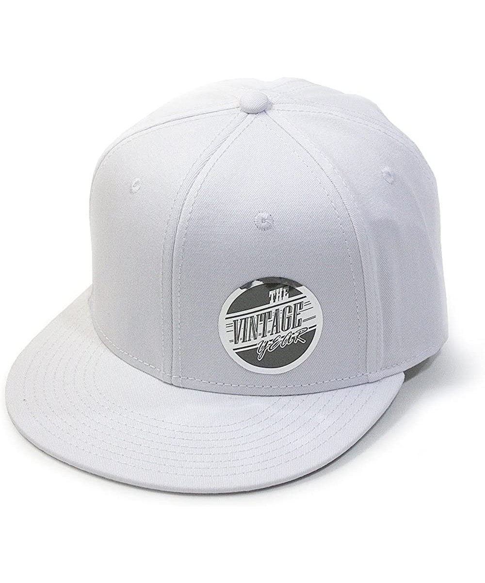 Baseball Caps Premium Plain Cotton Twill Adjustable Flat Bill Snapback Hats Baseball Caps - White - CL12BIXI4LB $18.15