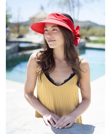 Sun Hats Womens Summer Packable UV Protective Wide Brim UPF 50+ Sun Visor Hat - Red - C518D5LCCCN $15.92
