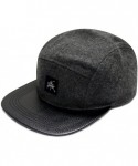 Baseball Caps 5 Panel Wool Leather 5 Panel Hat - Dark Grey - CP11IN8W83F $24.77