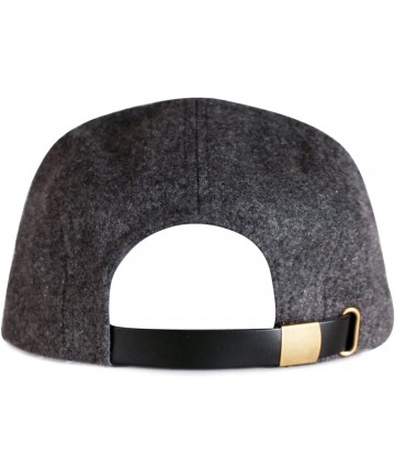 Baseball Caps 5 Panel Wool Leather 5 Panel Hat - Dark Grey - CP11IN8W83F $24.77