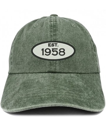 Baseball Caps Established 1958 Embroidered 62nd Birthday Gift Pigment Dyed Washed Cotton Cap - Dark Green - C0180N85QTE $38.47