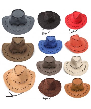 Cowboy Hats Wild Brim Cowboy Hat Fancy Dress Party Accessory Country Western Rancher - Black - CS12DH3QNH7 $14.77