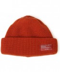 Skullies & Beanies Winter Fisherman Beanie Free Size Men Women - Unisex Stylish Plain Skull Hat Watch Cap -12 Color - Orange ...