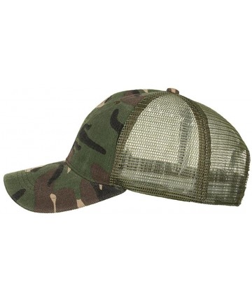 Baseball Caps Baseball Caps- Camouflage Low Profile Mesh Trucker Hats for Men Women - Army Green - CG18G9A7W6G $12.05