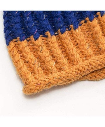 Skullies & Beanies Womens Winter Chunky Knit Cable Bobble Patchwork Hat Beanie Pom Wool Cap - C - C018KKZKUA7 $11.24