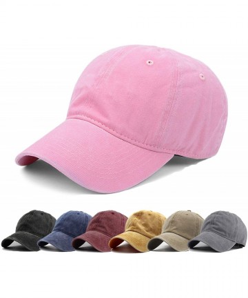 Baseball Caps Men Women Washed Distressed Twill Cotton Baseball Cap Vintage Adjustable Dad Hat - 1 Pink Vintage - C017YSR79C4...