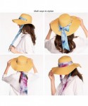 Sun Hats Pull Through Sash Scarf Eyelets Straw Hat Floppy Foldable Roll up Beach Travel Sun Hat (ST-2026-3017-20) - CS194RSIE...