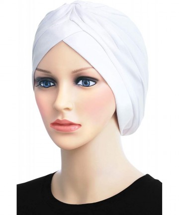 Skullies & Beanies Turban Hat Cap for Women Stylish Cotton Chemo Beanie Hat Caps - White - CM18IZ7ZIZL $18.02