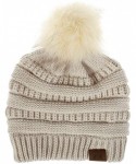 Skullies & Beanies Women Casual Knit Hats Beanie Hat Large Pom Ladies Winter Warm Cap - Beige - CZ18AYXUQSK $9.77
