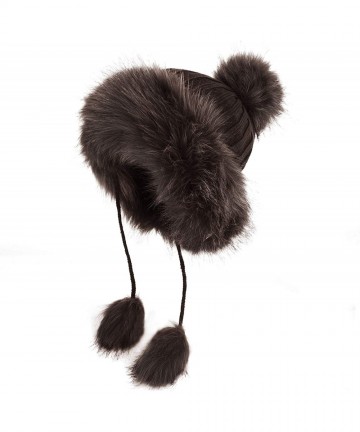 Bomber Hats Women Winter Hat Knitted Faux Fur Beanie Bonnet Furry Ear Bomber Trapper Hat - Coffee - C918L89X8SX $18.86
