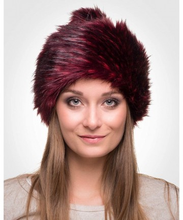 Skullies & Beanies Faux Fur Russian Hat for Women - Warm & Fun Fur Cuff Hat with Pom Pom - Maroon Raccoon - C31275IWGO9 $32.47