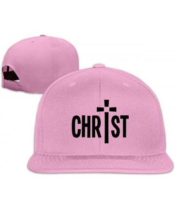 Baseball Caps Christian Jesus Cross 2 Snapback Hats Adjustable Cotton Flat Bill Baseball Caps Mens - Pink - CD196XQ7EDY $18.03