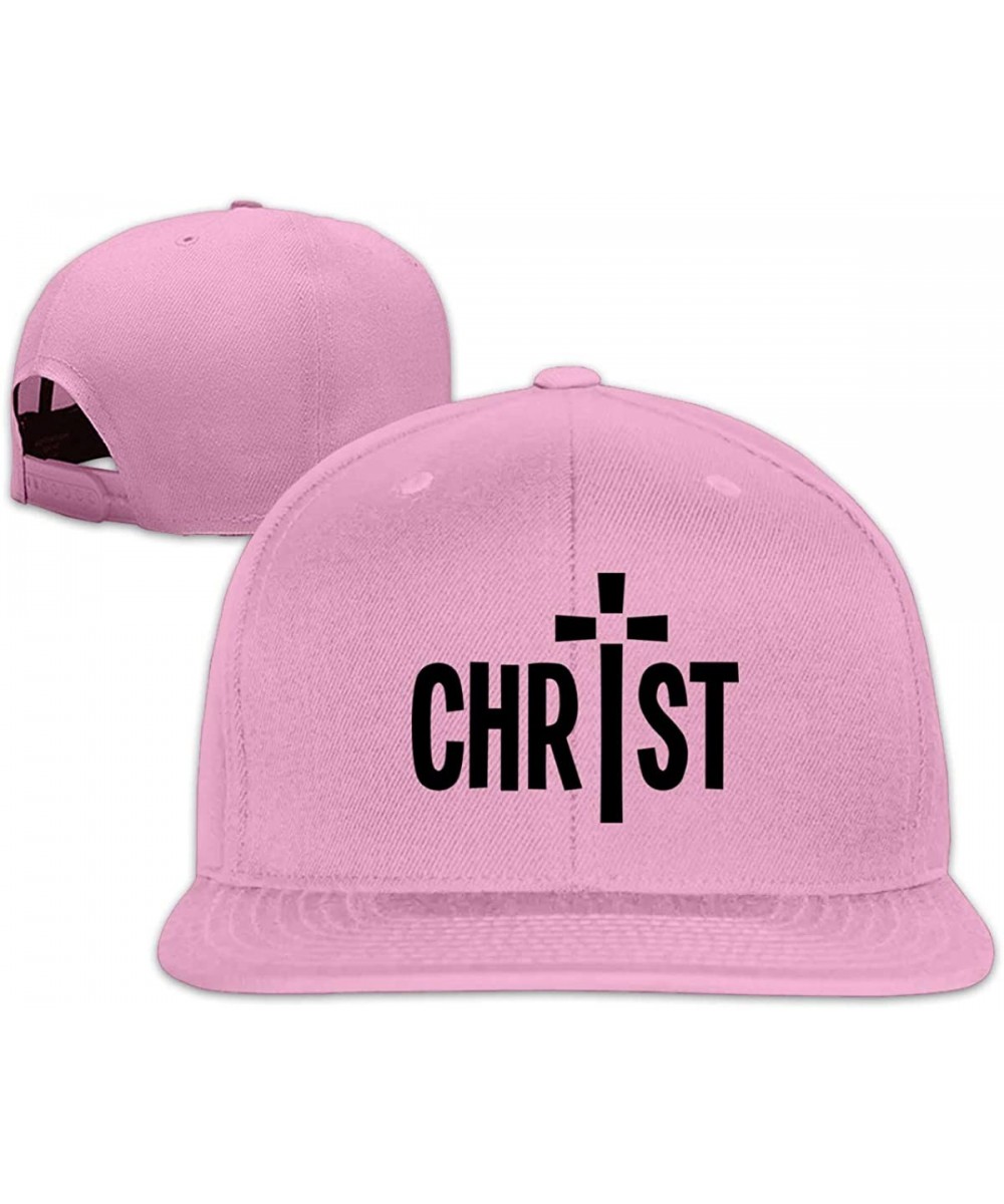 Baseball Caps Christian Jesus Cross 2 Snapback Hats Adjustable Cotton Flat Bill Baseball Caps Mens - Pink - CD196XQ7EDY $18.03