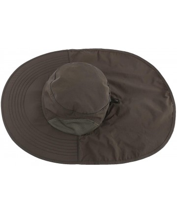 Sun Hats Outdoor Large Brim Fishing Hat with Neck Cover UPF 50+ Mesh Sun Hats - Army Green - CL18Q93MN75 $19.02
