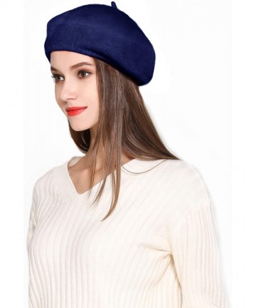 Wool Beret Hat Solid Color French Artist Beret Skily Scarf Brooch ...