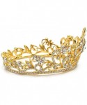 Headbands Luxury Gold-Tone Drop Queen Pageant Prom Crystal Wedding Bridal Tiara Crown(A1072) - gold - CF185L5QQKD $23.55