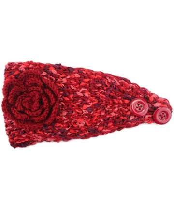 Headbands Elegant Camellia Flower Cable Knit Winter Turban Ear Warmer Headband - Red - CI189R6Y8AZ $12.67